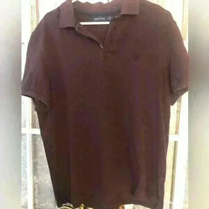 Nautica Burgundy Polo Shirt Sz L
